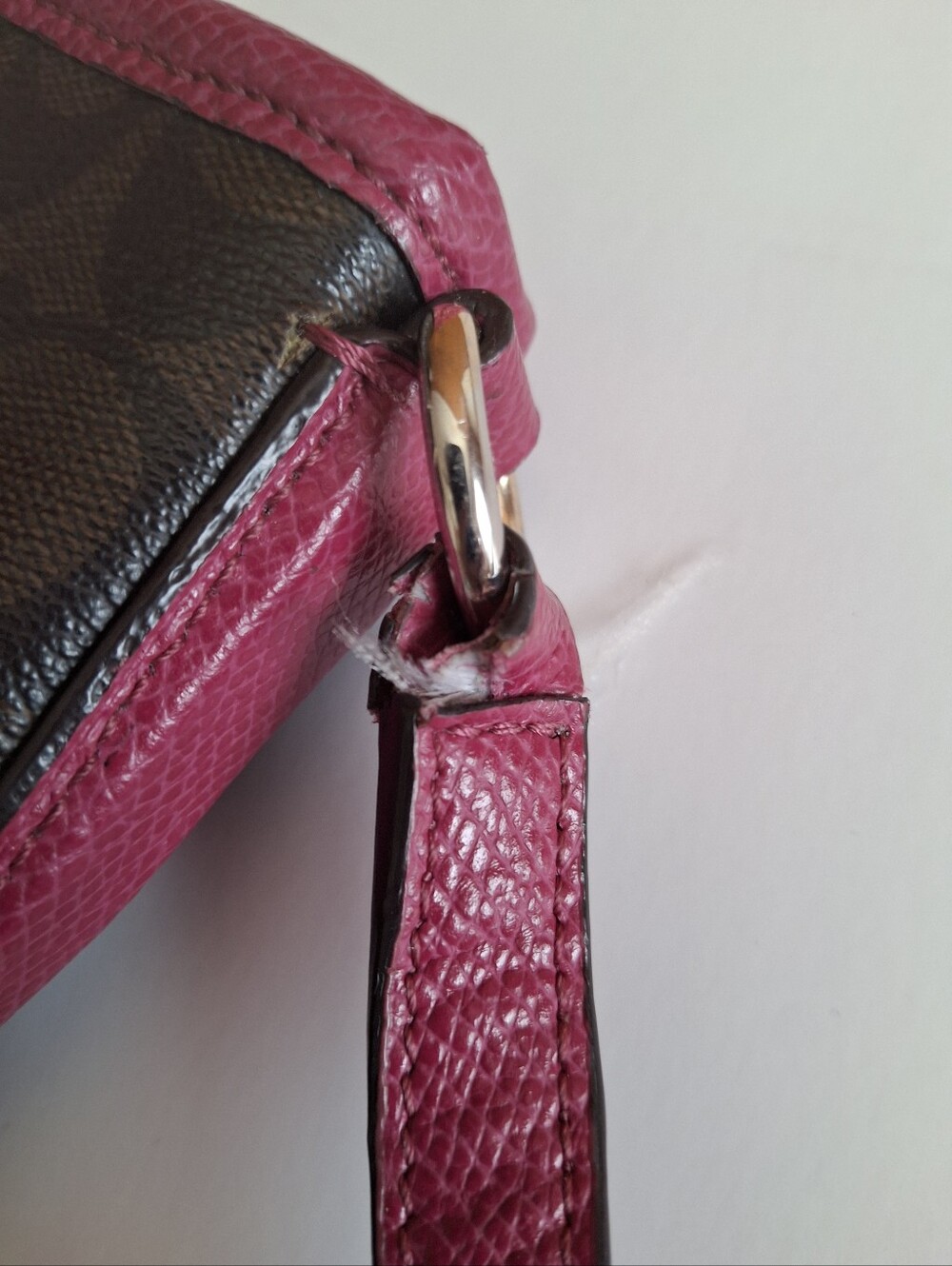 Coach Brown Signature File Crossbody Bag with Raspberry Trim - Picture 14 of 14